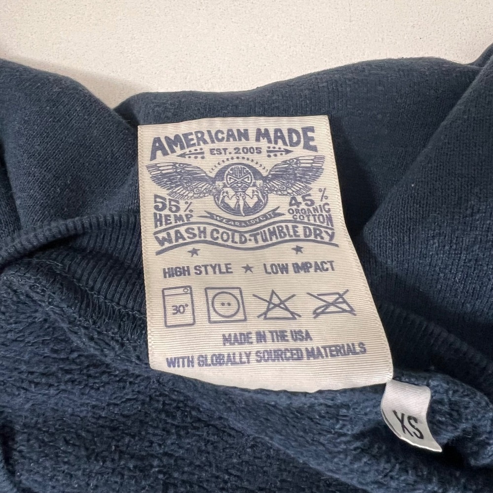 Jungmaven Sweatshirt Mens XS Blue Hemp Organic Cotton Raglan Sustainable Basic - Picture 4 of 7